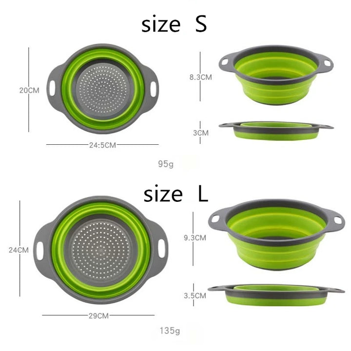 Silicone Folding Drain Basket Creative Retractable Silicone Fruit Vegetable Colander Kitchen Storage Gadgets