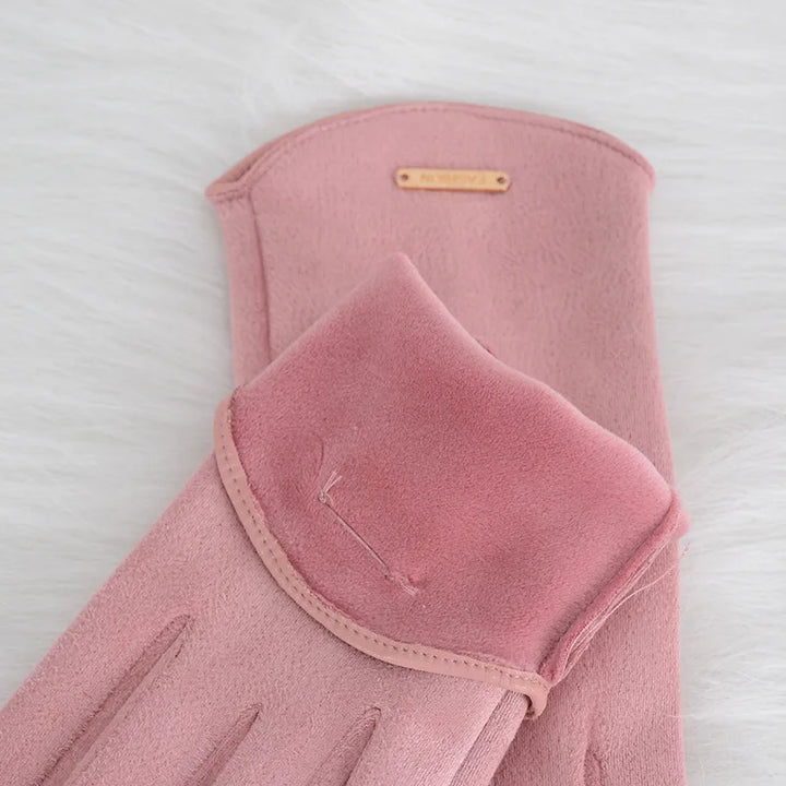 Women Touch Screen Gloves Fashion Mittens Autumn Winter Warm Thin Cashmere Solid Cycling Drive Suede Fabric Elegant Windproof