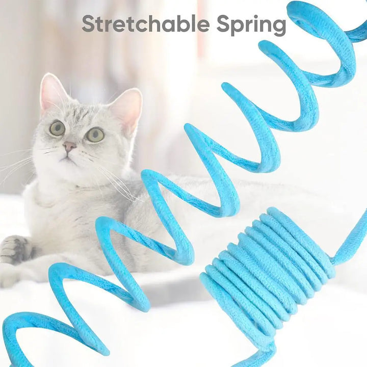 NEW Pet Cat Plush Toy With Suction Cup Adjustable Stretchable Hanging Spring With Bell Interactive Toy For Indoor Cats