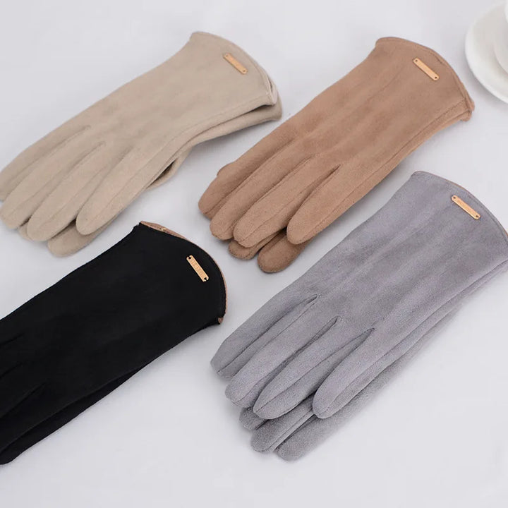 Women Touch Screen Gloves Fashion Mittens Autumn Winter Warm Thin Cashmere Solid Cycling Drive Suede Fabric Elegant Windproof