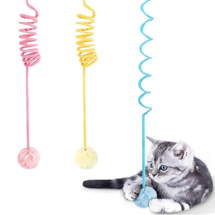 NEW Pet Cat Plush Toy With Suction Cup Adjustable Stretchable Hanging Spring With Bell Interactive Toy For Indoor Cats