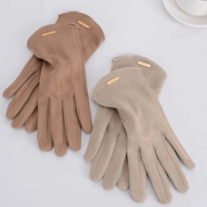 Women Touch Screen Gloves Fashion Mittens Autumn Winter Warm Thin Cashmere Solid Cycling Drive Suede Fabric Elegant Windproof